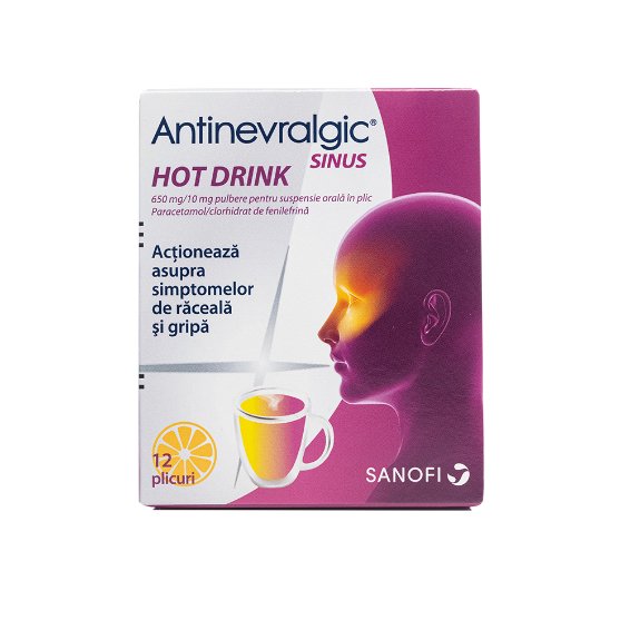 Antinevralgic Sinus Hot Drink, 650 mg/10 mg, 12 plicuri, Sanofi
