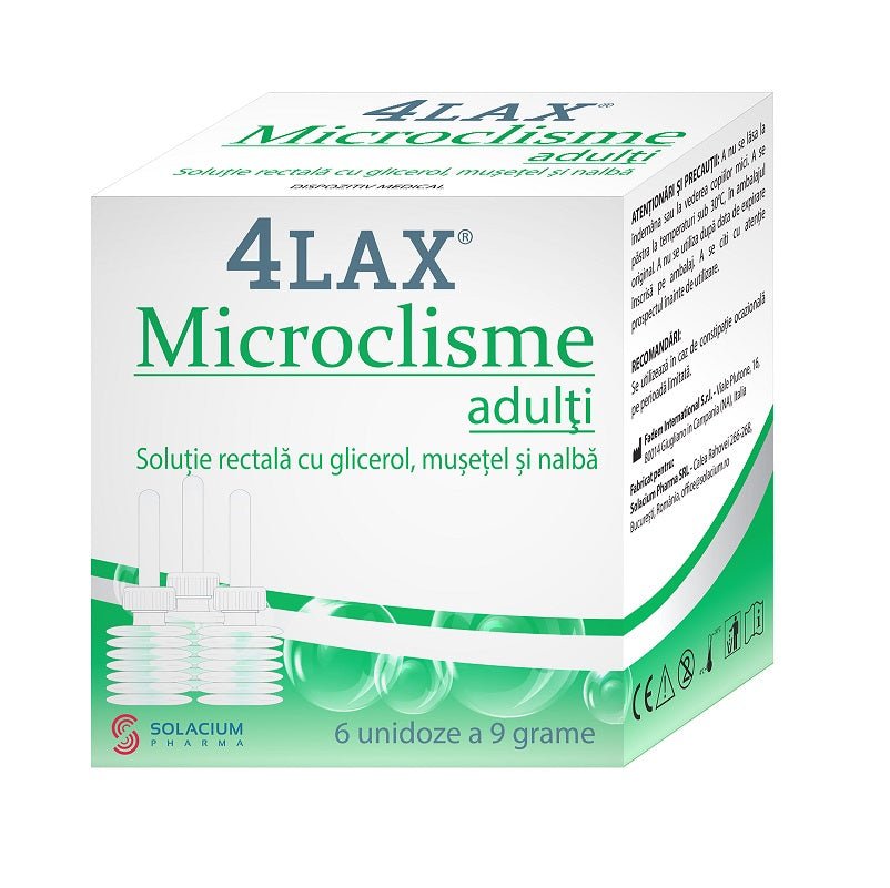 4Lax, Microclisme pentru adulti, 6 unidoze x 9 g, Solacium Pharma